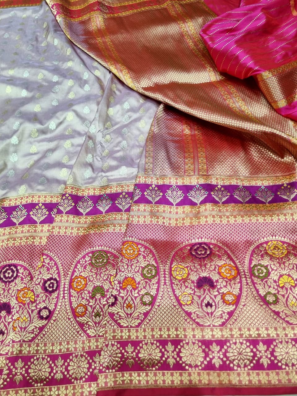 Handmade Katan saree Banarsi silk saree Indian traditional sari blouse SaffronFashion