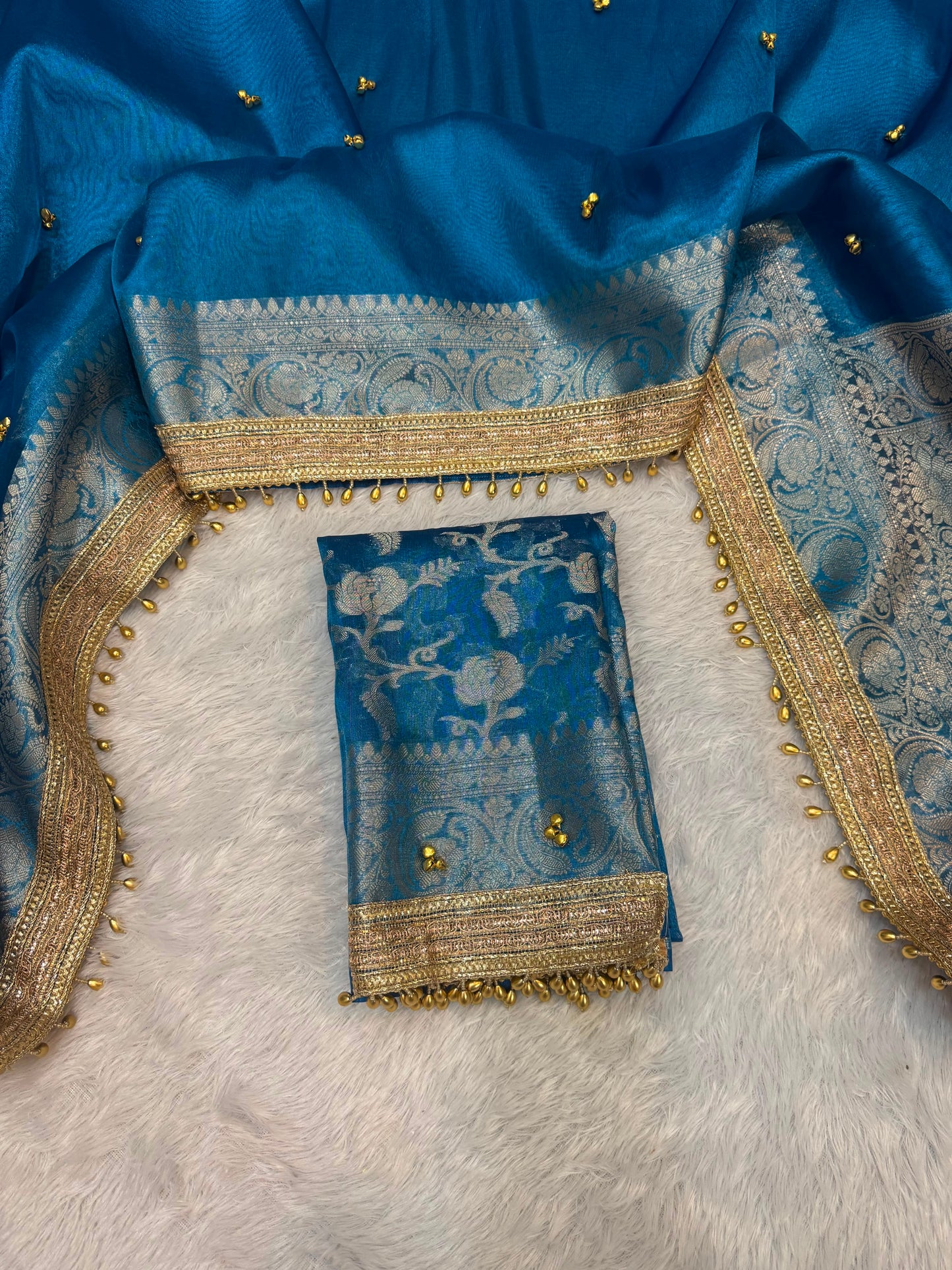 Firoza Banarsi saree soft silk tissue sarees blouse Indian sari partywear sarees Saffronfashionindia
