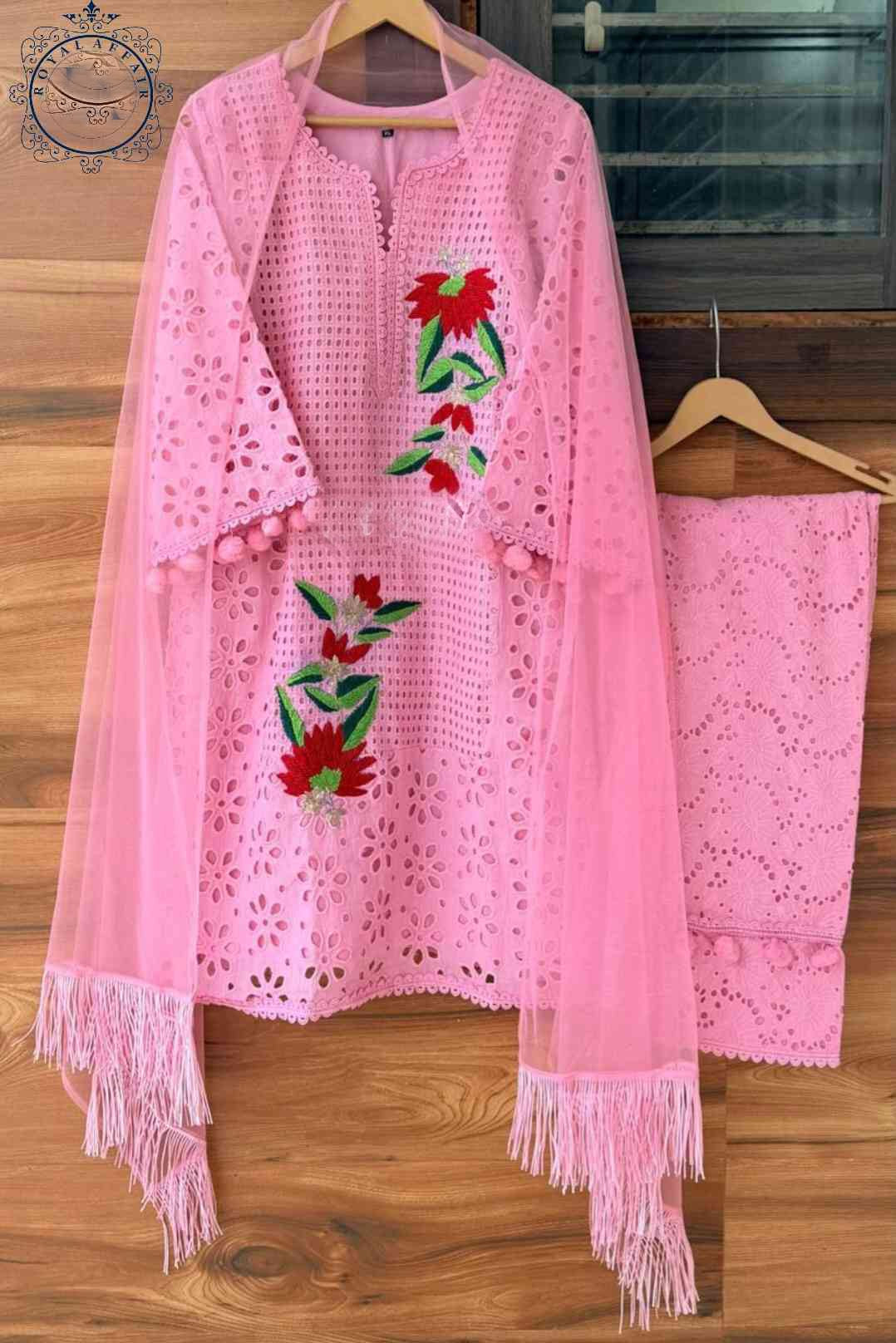 Chikankari stitched shirt set designer dress Saffronfashionindia