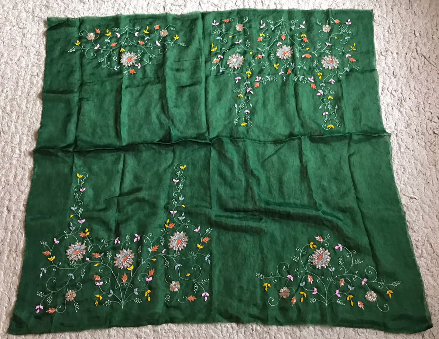 Embroidered Saree Green Premium Satin Organza Saree - Saffronfashionindia
