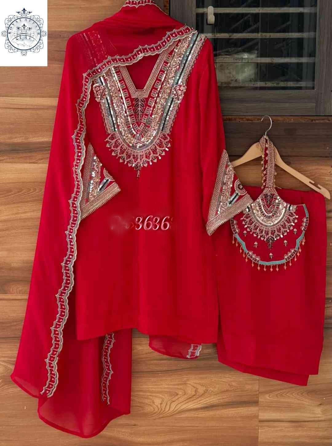 Embroidered Salwar Suit with Dupatta | Pakistani Style Designer Suit SaffronFashion