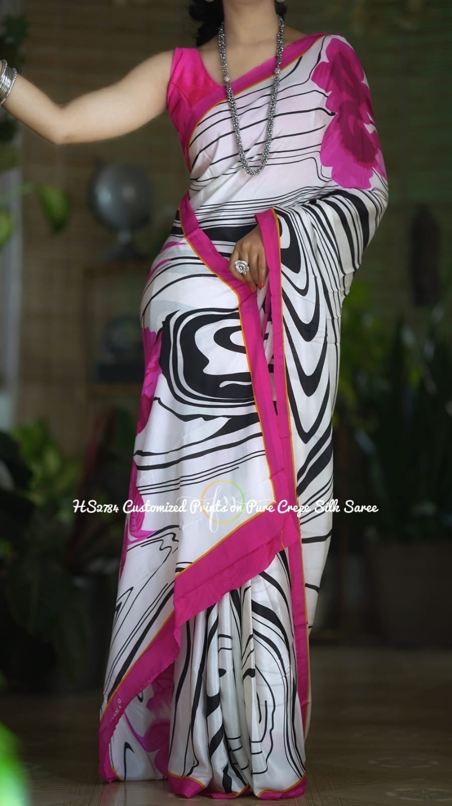 Artistic saree stylish trendy black white saree - Saffronfashionindia