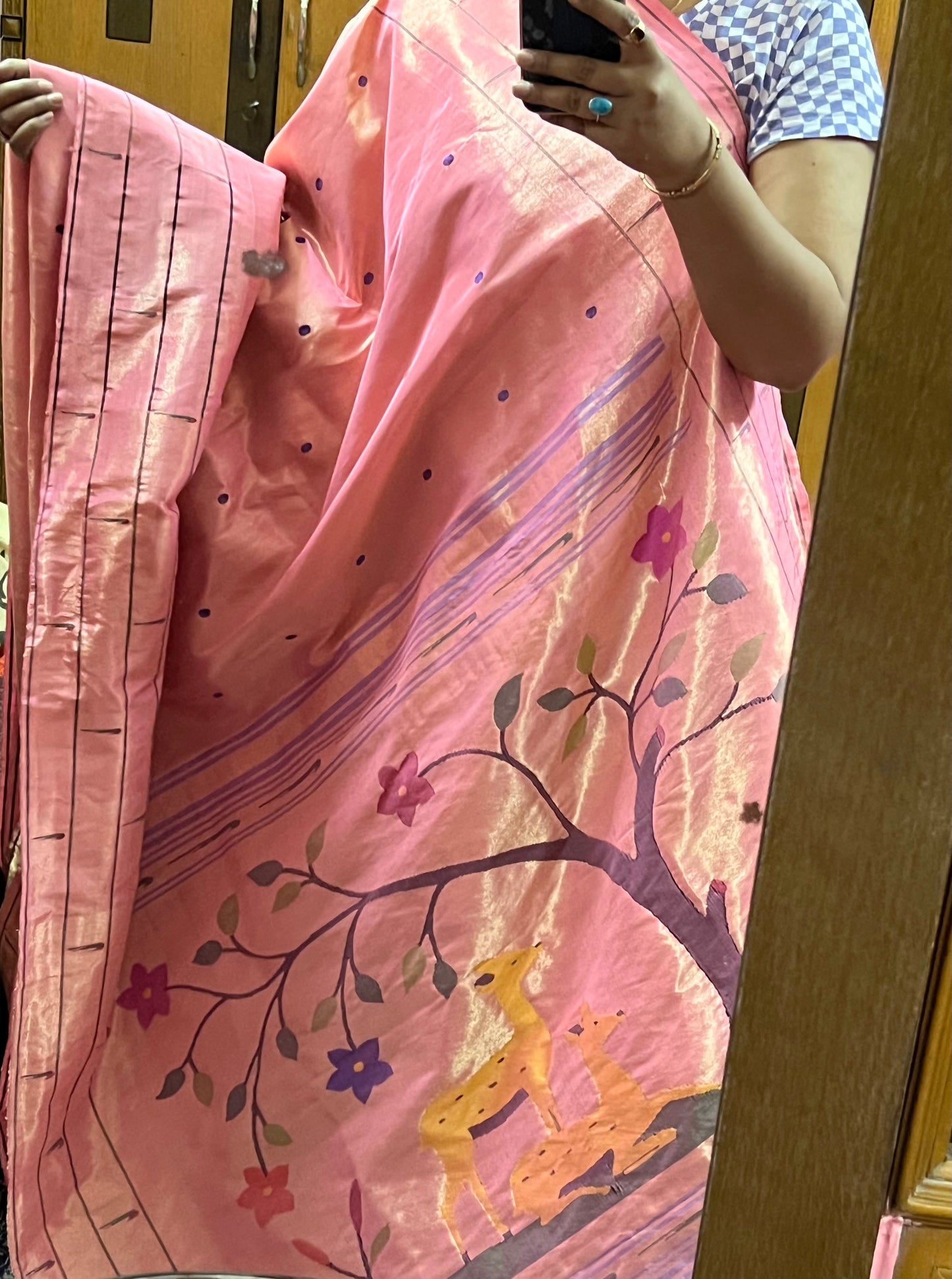 Pink Silk Paithani saree Indian Traditional Paithani sarees SaffronFashion