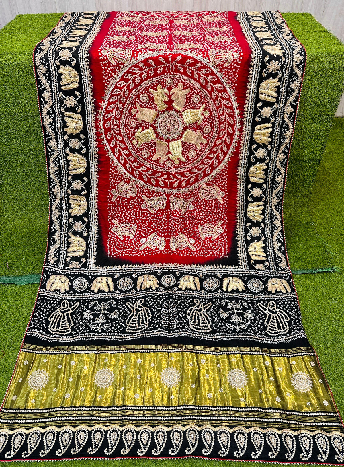 Handmade gajji silk designer saree traditional saree Indian heritage sari blouse for women SaffronFashion