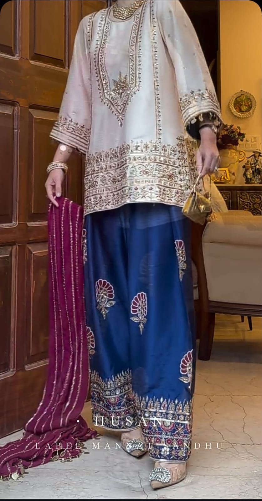 Gulmohar salwar suit Crepe salwar kameez punjabi salwar suit SaffronFashion