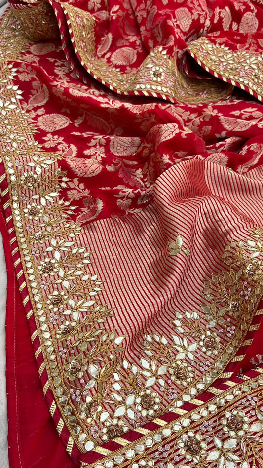 Yashoda Gottapatti Khaddi Gorgette Sarees - Saffronfashionindia
