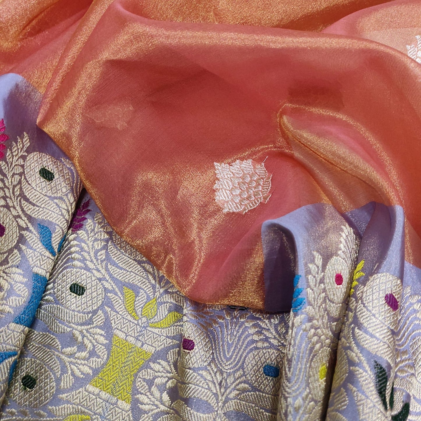 Zinaatam tissue handwoven kadwa saree - Saffronfashionindia
