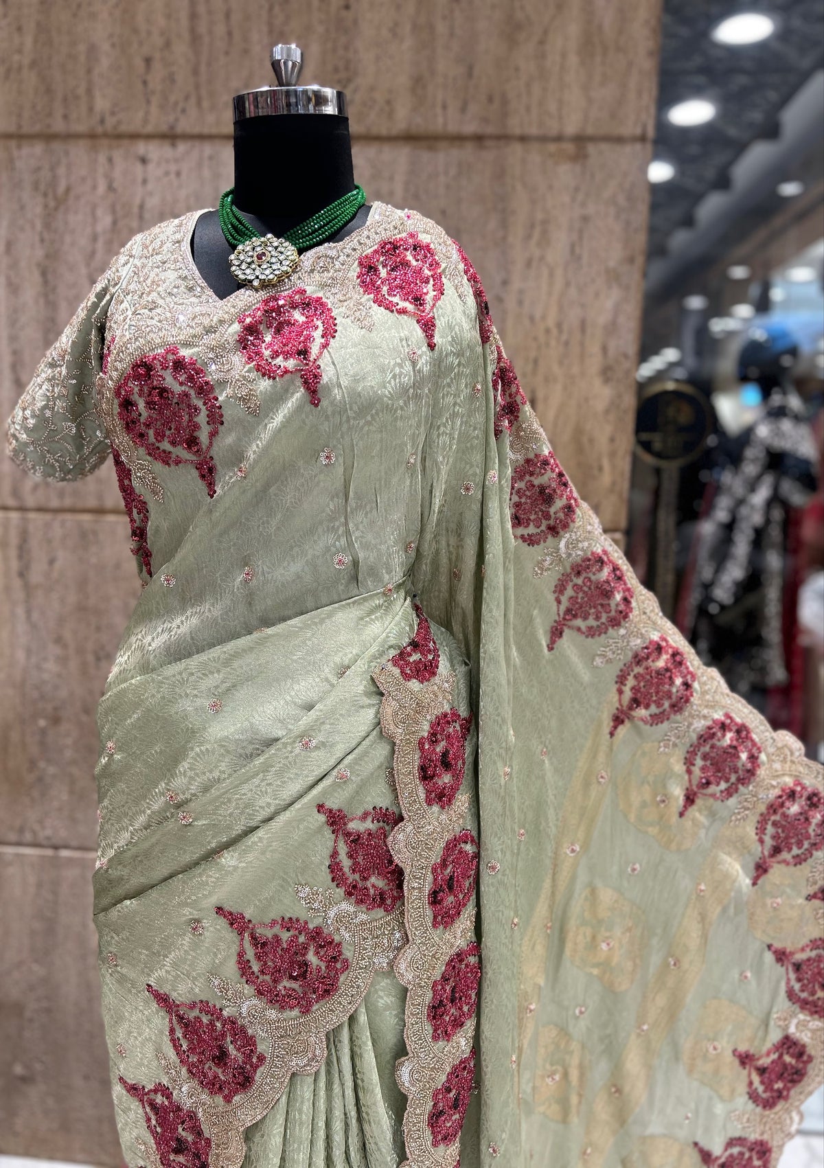 Soft silk upada saree embroidered saree partywear sari blouse SaffronFashion