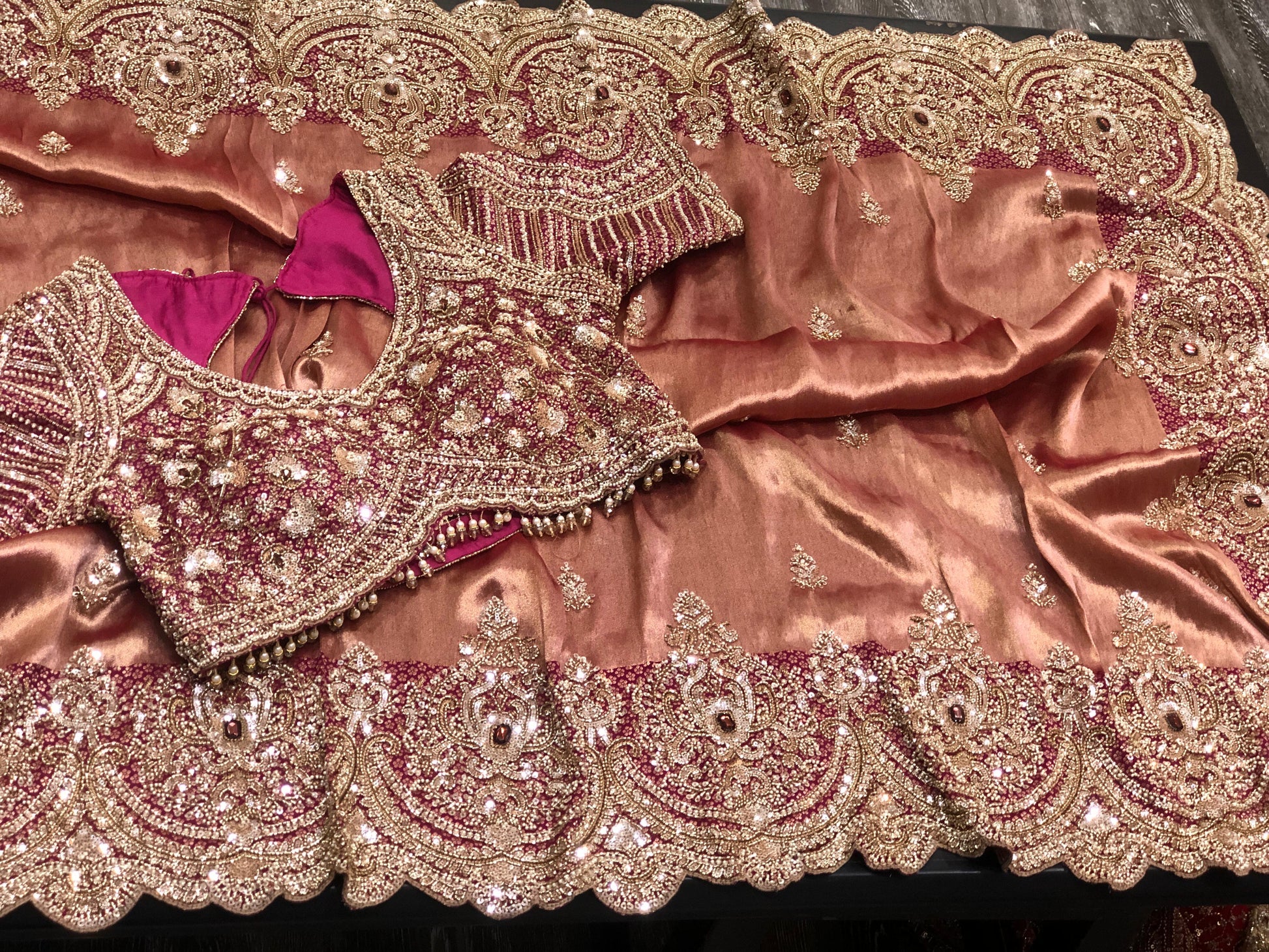 Dual tone pure Kanjeevaram saree wedding sari reception sarees blouse Saffronfashionindia