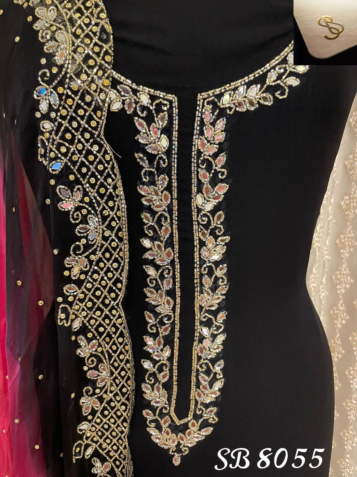 Rubisha black gorgette chiffon salwar kameez - Saffronfashionindia