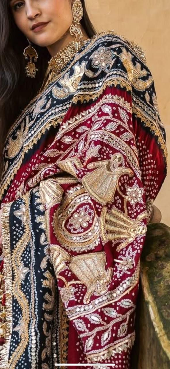 Rajjo Bandhani saree gajji silk saree traditional sari blouse - Saffronfashionindia