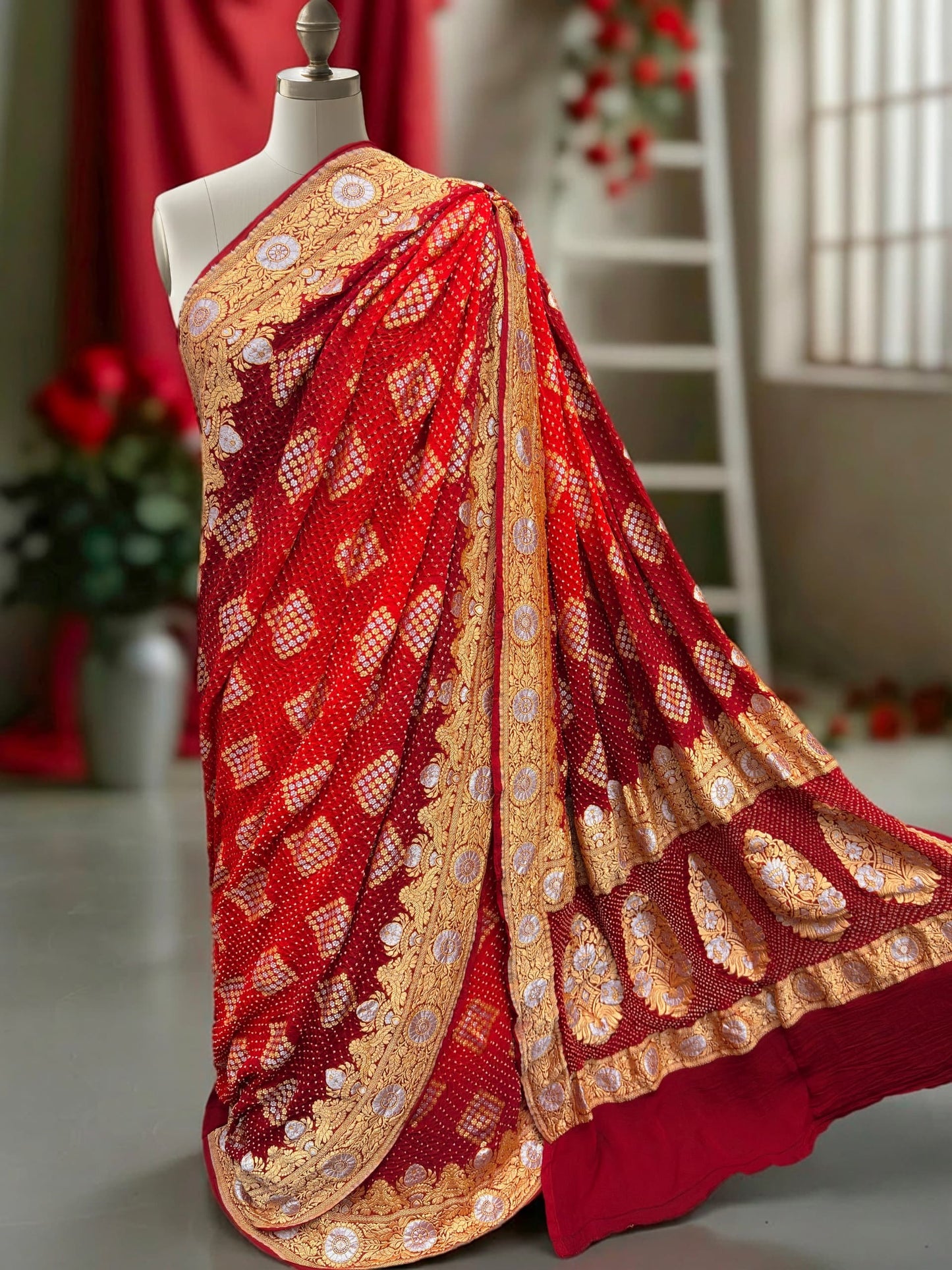 Sona Rupa Banarsi saree khaddi gorgette saree Indian sari blouse SaffronFashion