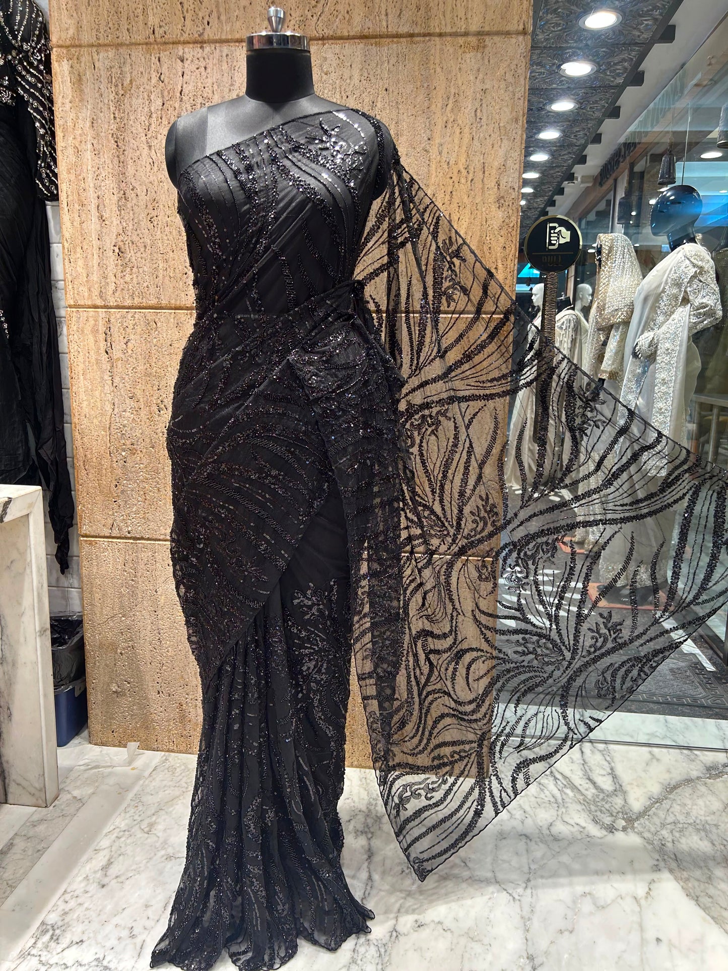 Designer net saree women sari blouse partywear sarees reception sari SaffronFashion