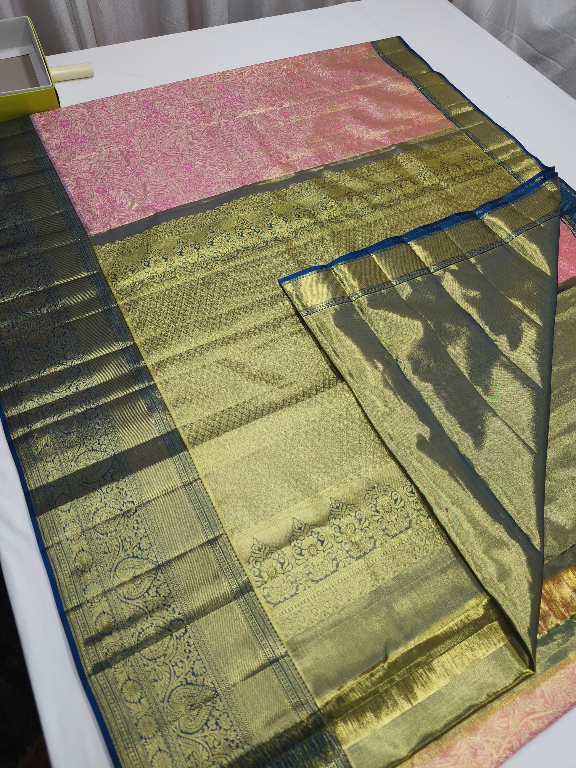 Peachy peach Kanjeevaram silk saree - Saffronfashionindia