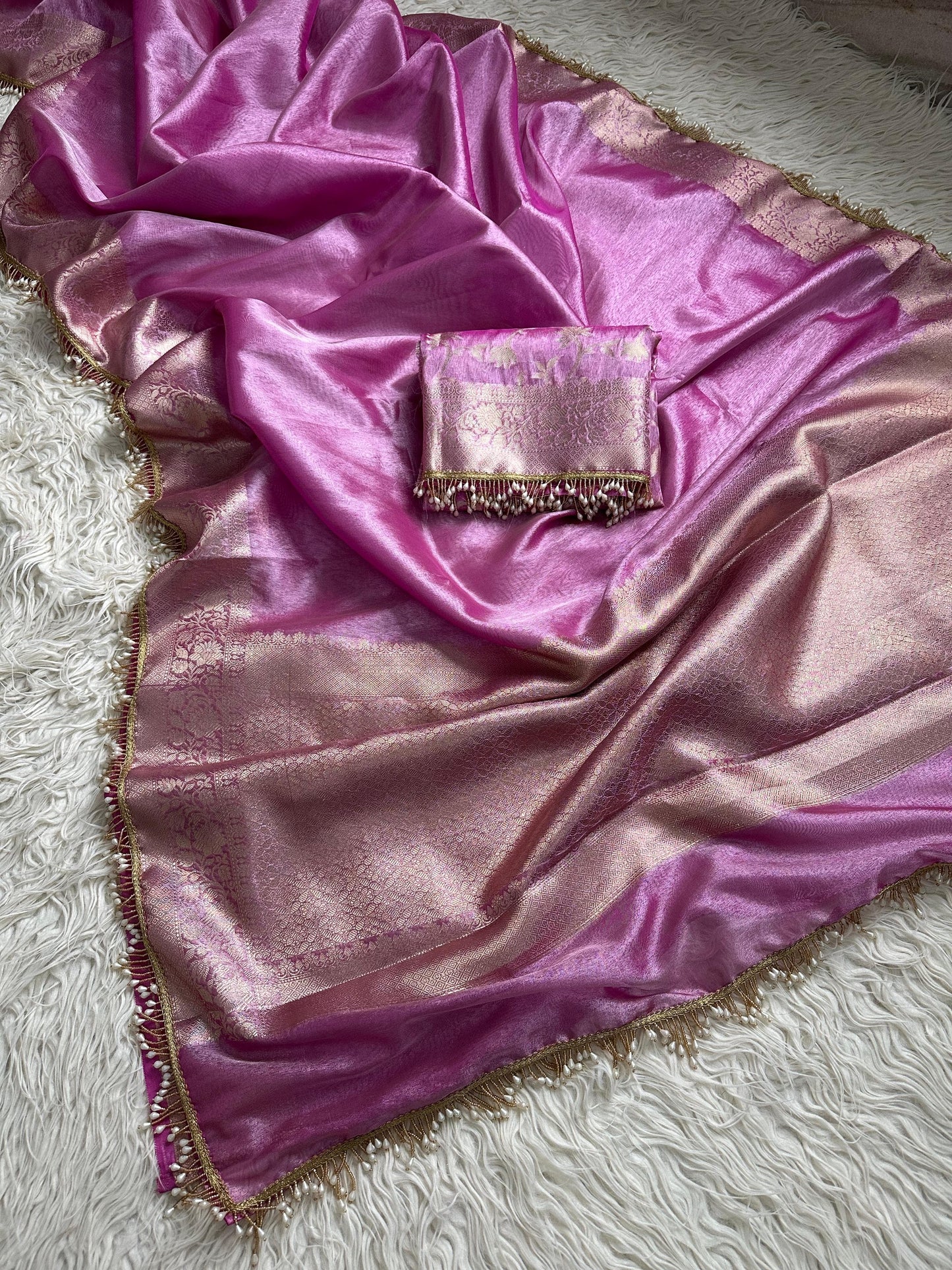 Lamisha trending saree tissue saree beautiful saree blouse SaffronFashion
