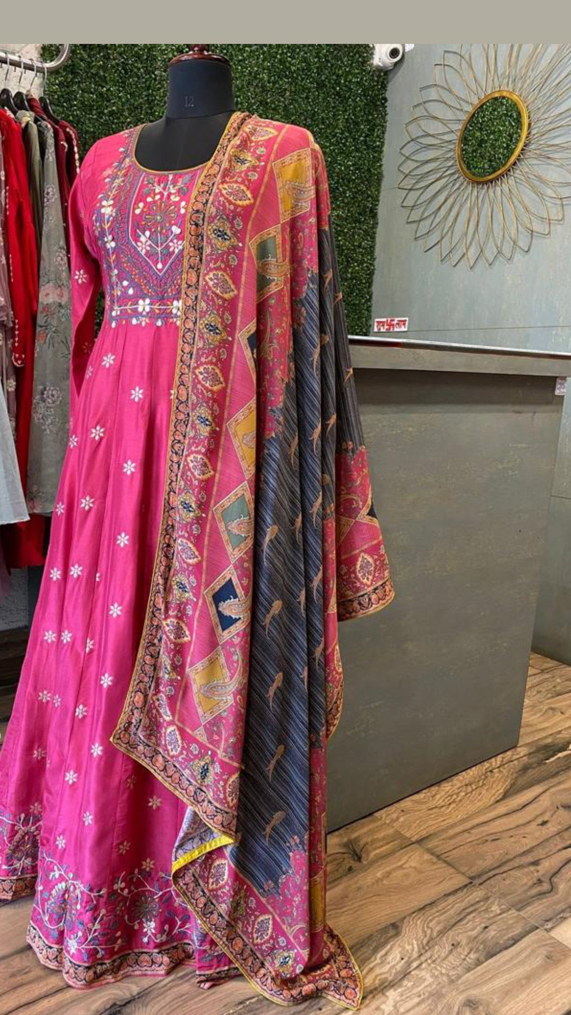 Pink Anarkali dress Indian Gown - Saffronfashionindia