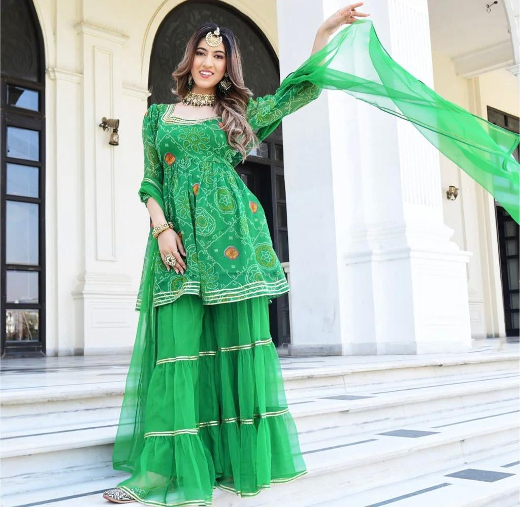 Alina green Kurti set - Saffronfashionindia