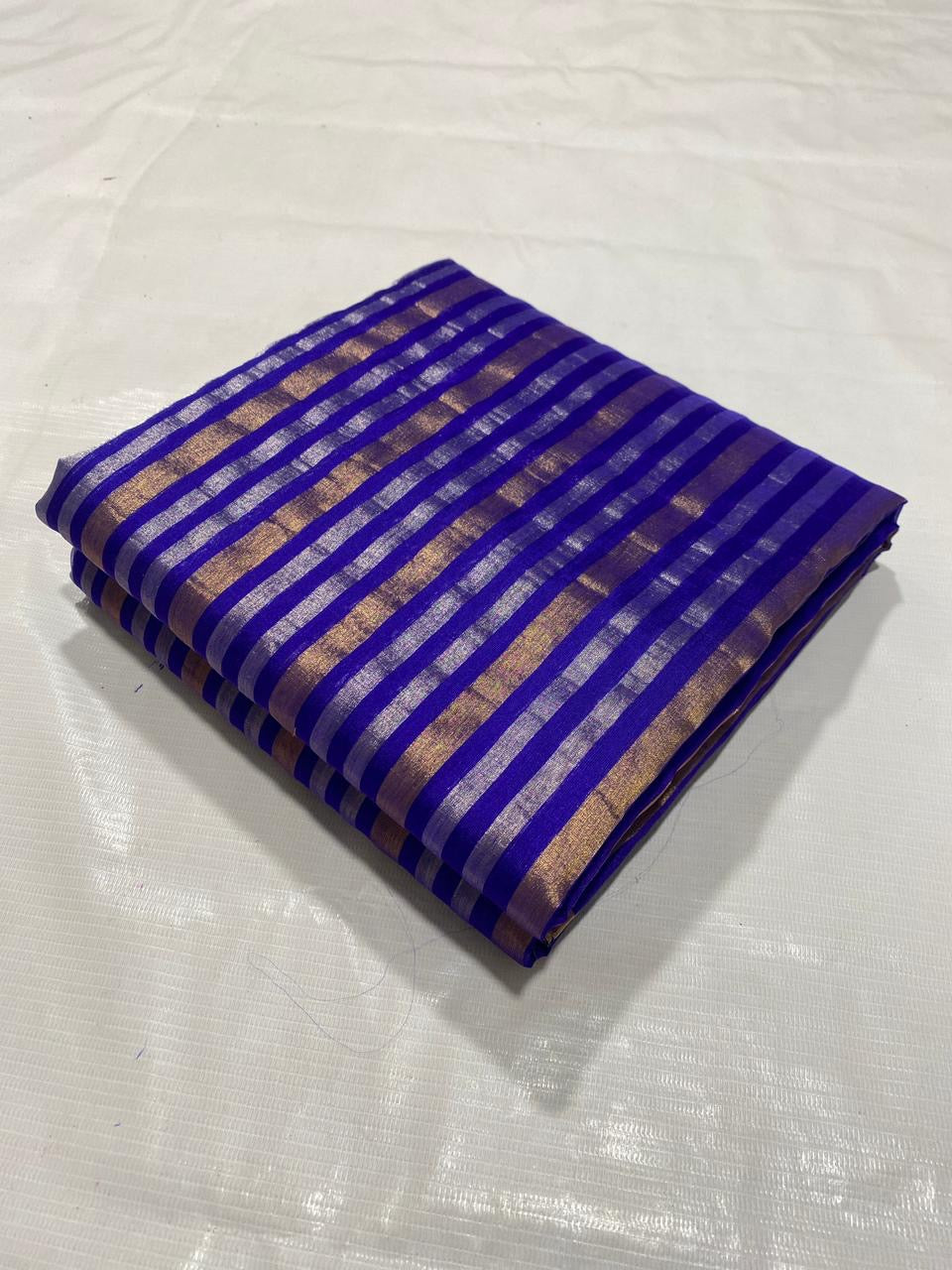 Royal Blue Chanderi saree Indian sarees - Saffronfashionindia