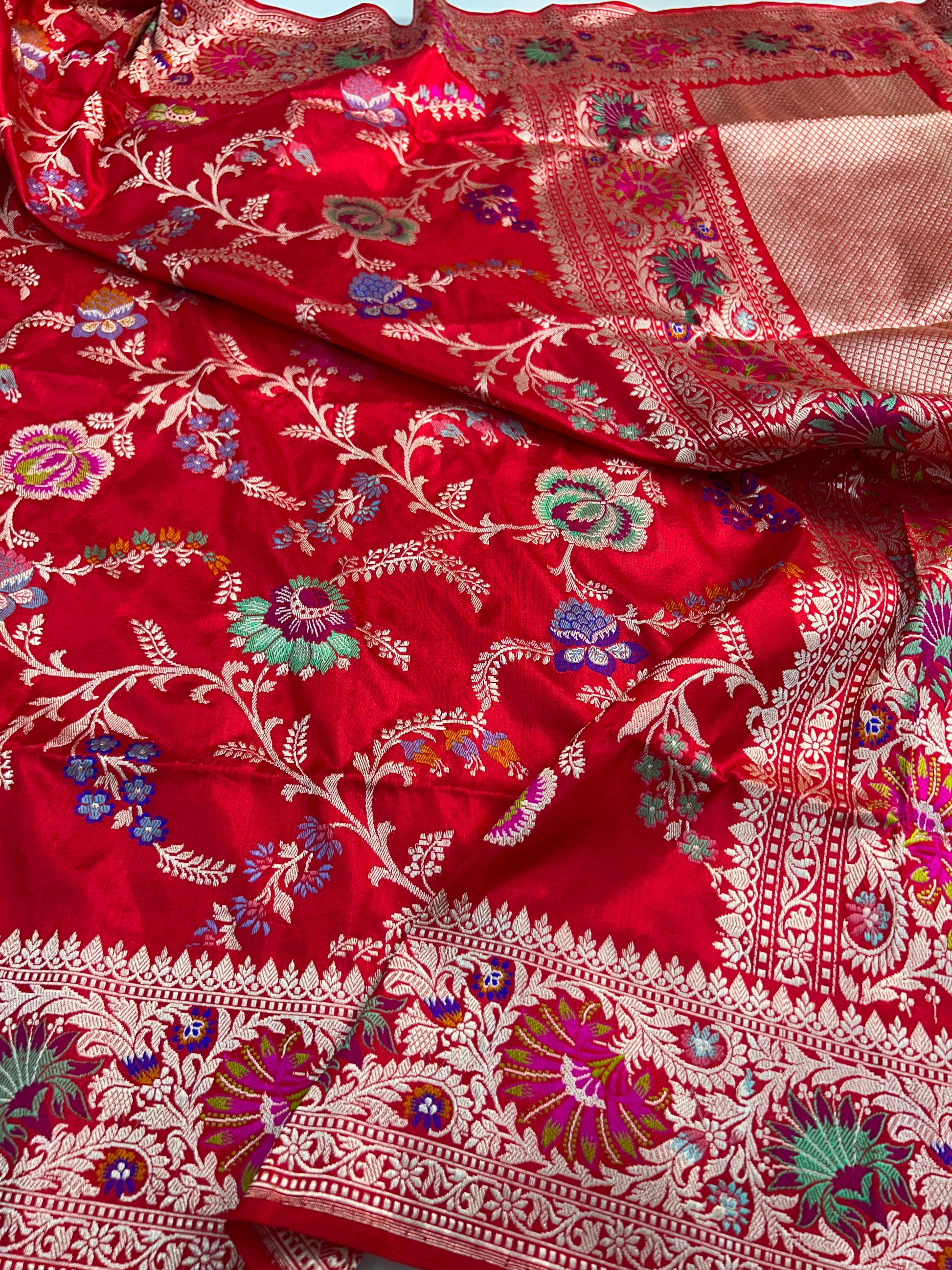 Sinduri saree floral red exclusive sari blouse women bridal sarees Saffronfashionindia