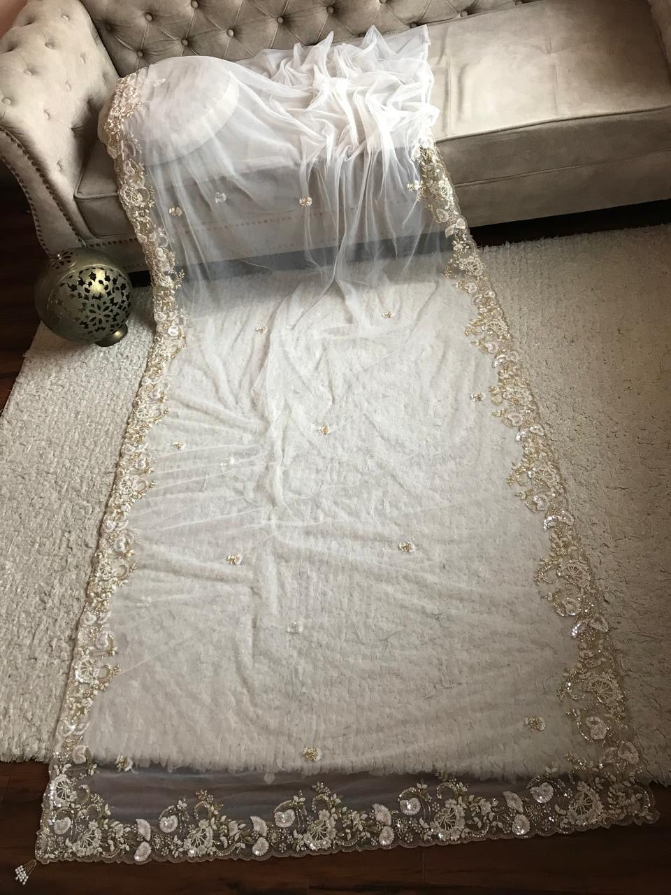 Chantilly French knot draping saree Indian sarees - Saffronfashionindia