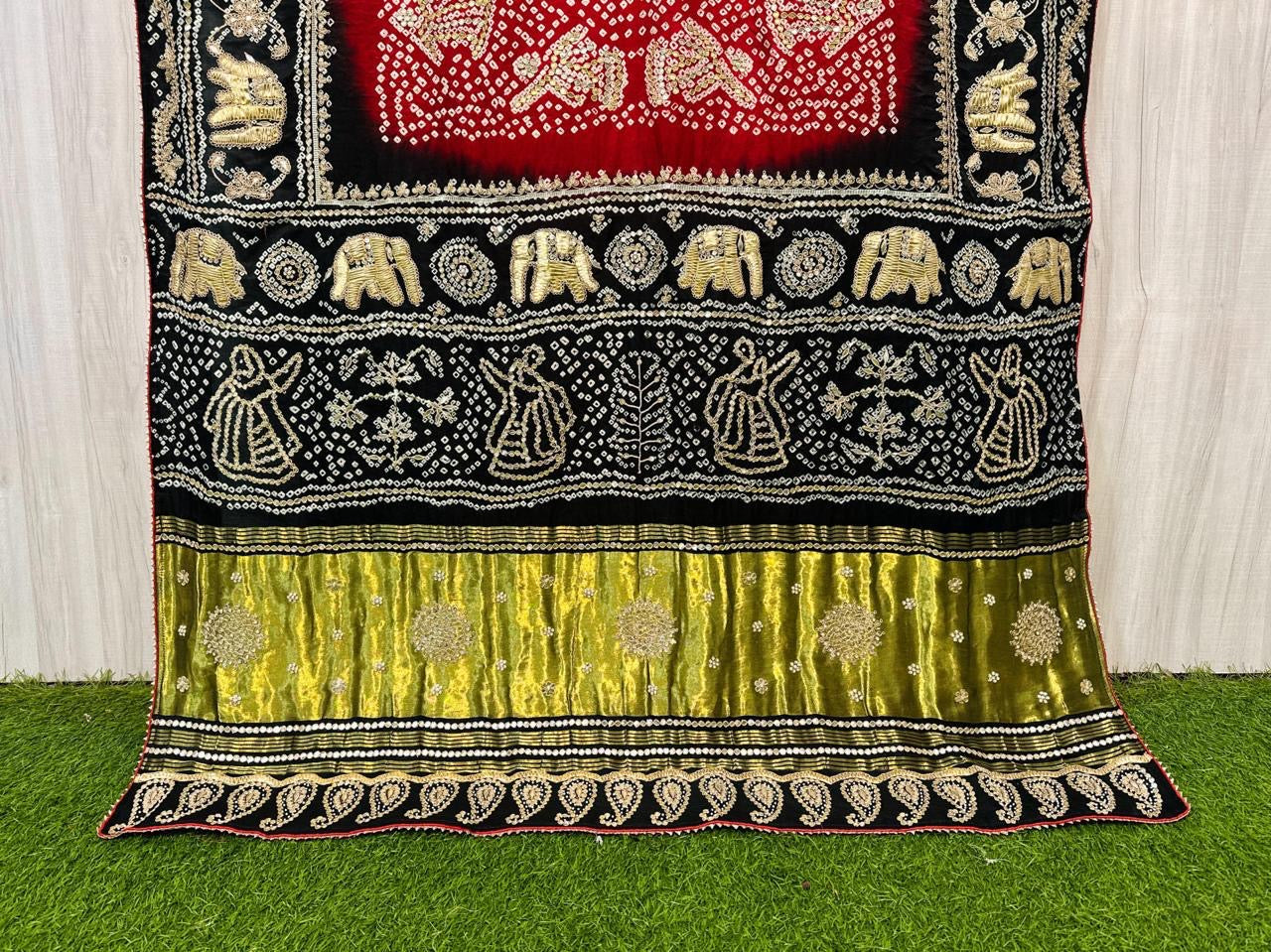 Silk bandhani saree wedding saree handmade sari blouse SaffronFashion