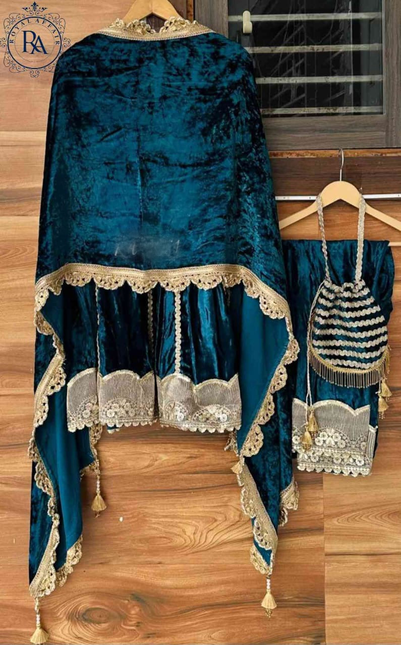 Velvet Salwar Suit Anarkali Salwar kameez - Saffronfashionindia