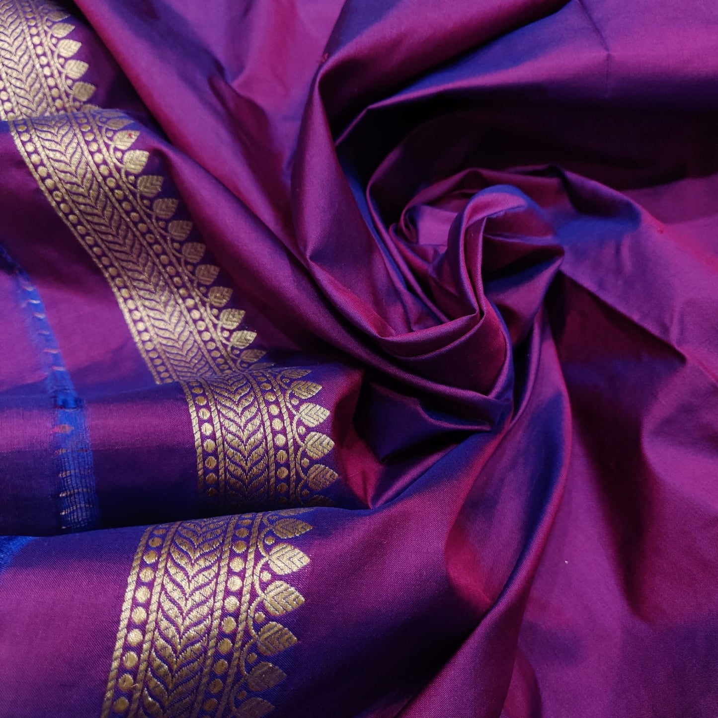 Purple floral katan silk saree handwoven sarees handloom sari SaffronFashion