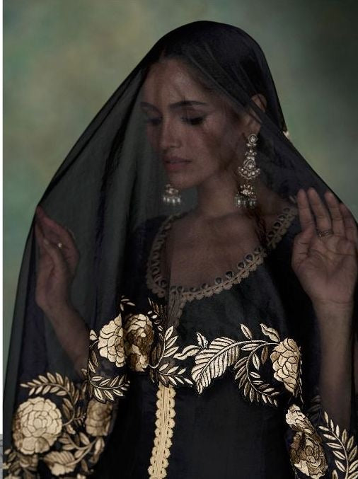 Black Organza Dress Indian suit Pakistani Salwar suit - Saffronfashionindia