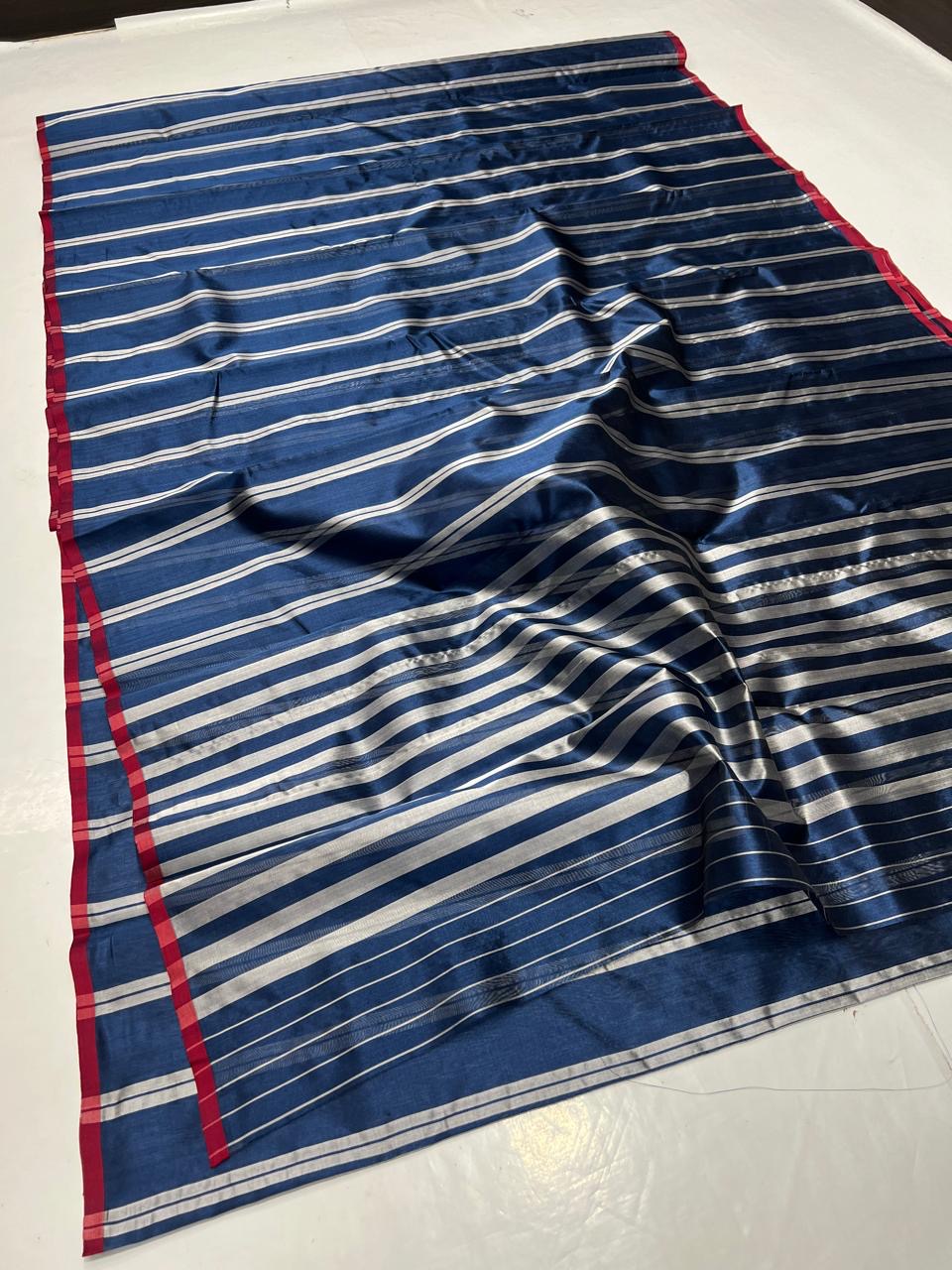 Blue Chanderi Saree Trendy sari - Saffronfashionindia