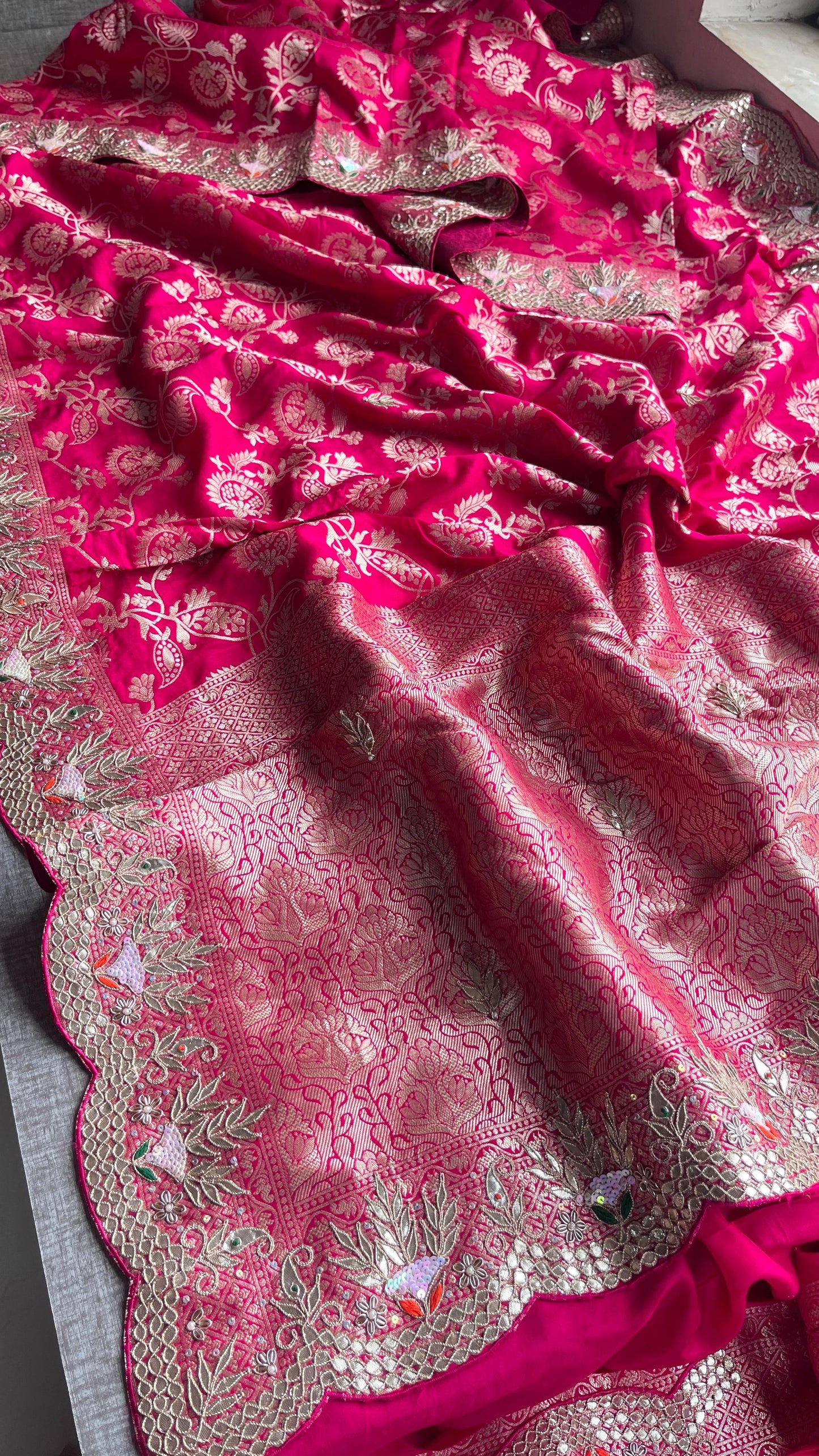 Banarsi saree weaving saree gottapatti sarees - Saffronfashionindia