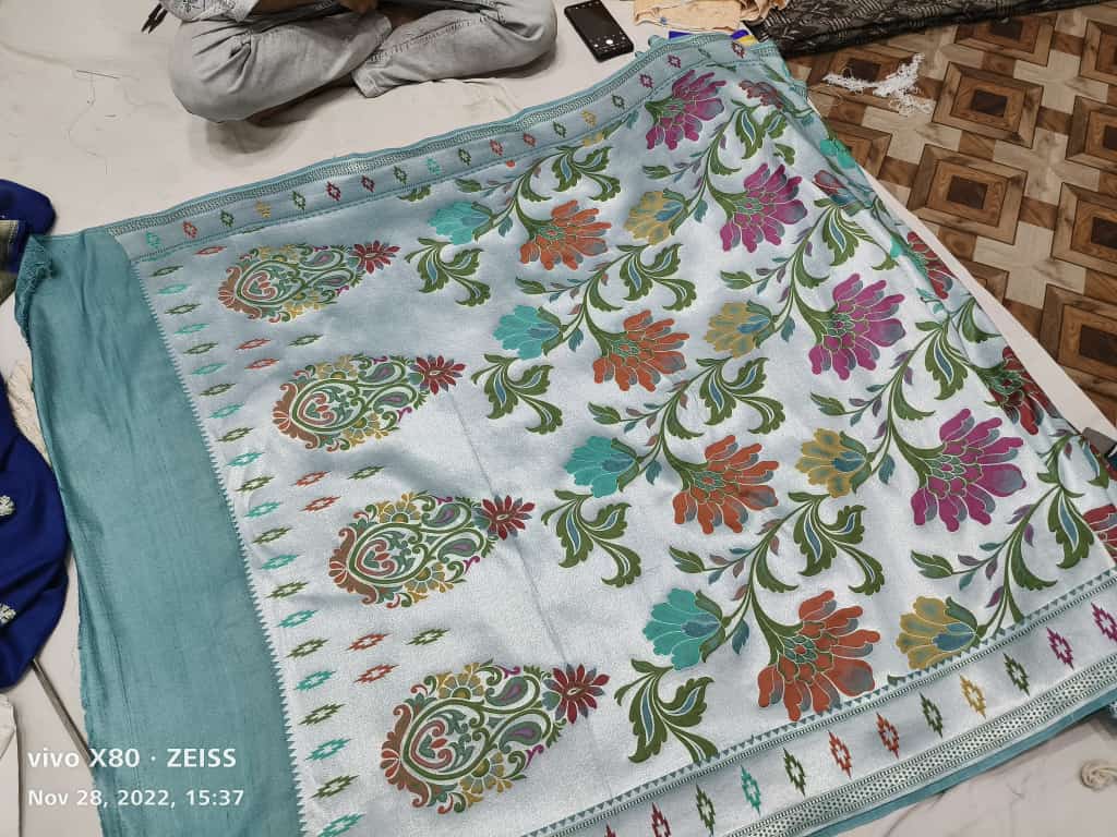 Tussar Khaddi Gorgette handloom saree Indian sari - Saffronfashionindia