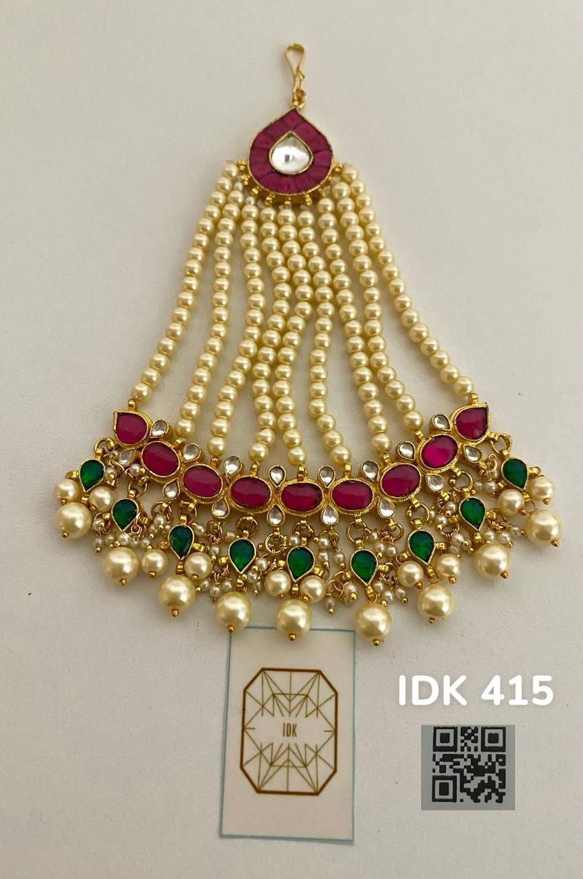 Handmade pacchi Kundan jhumar Indian jewellery SaffronFashion