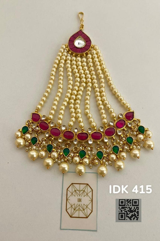 Handmade pacchi Kundan jhumar Indian jewellery SaffronFashion