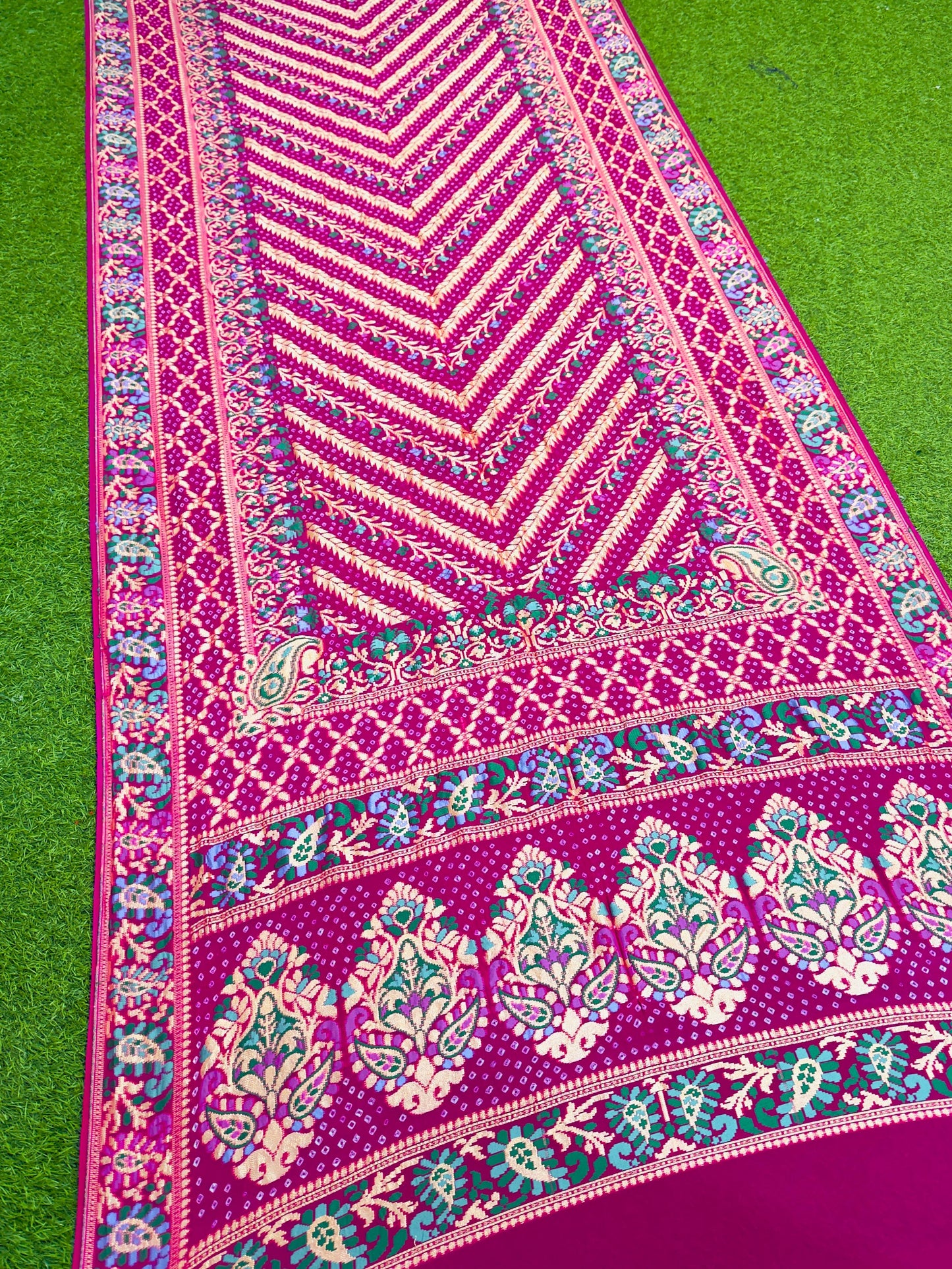 Gorgette saree Banarsi saree meenakari sari blouse Saffronfashionindia