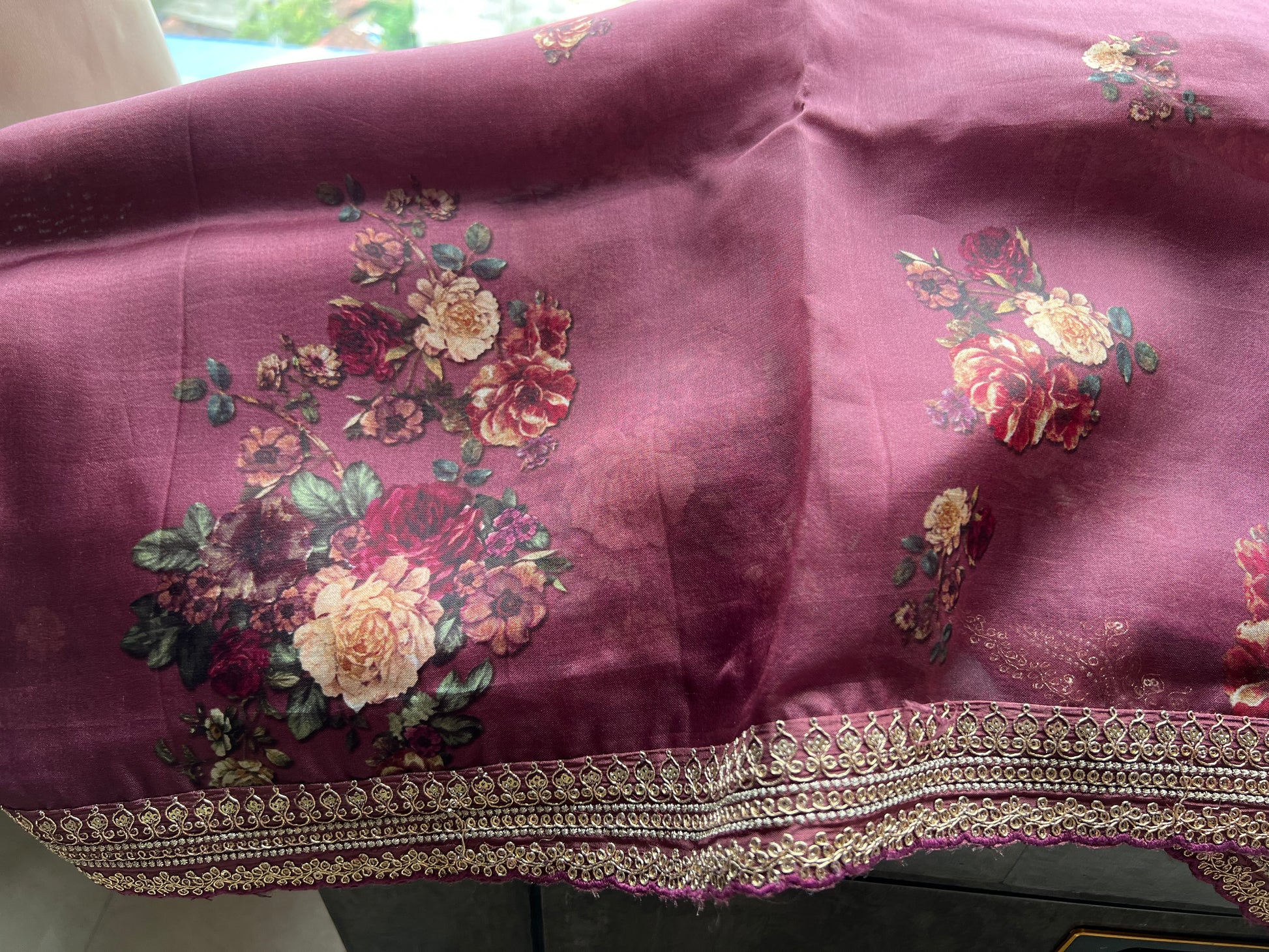 Floral digital print saree/Indian Partywear sarees - Saffronfashionindia