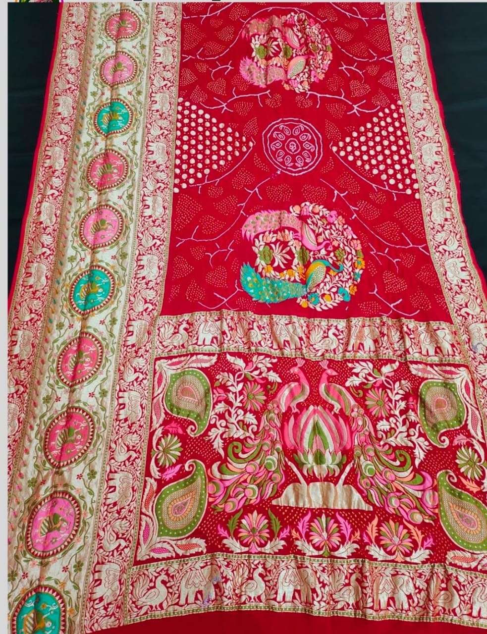 Avika Banarsi meenakari saree Bandhani sarees blouse - Saffronfashionindia