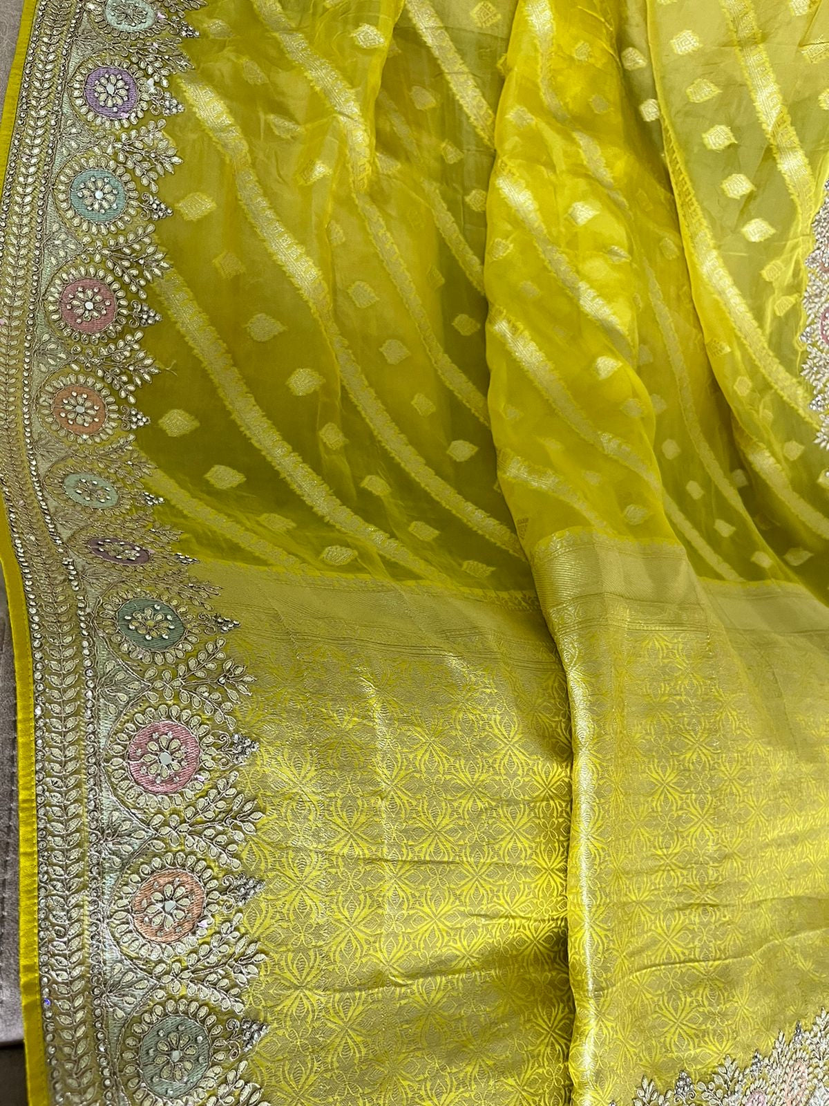 Gottapatti organza weaved saree reception saree - Saffronfashionindia