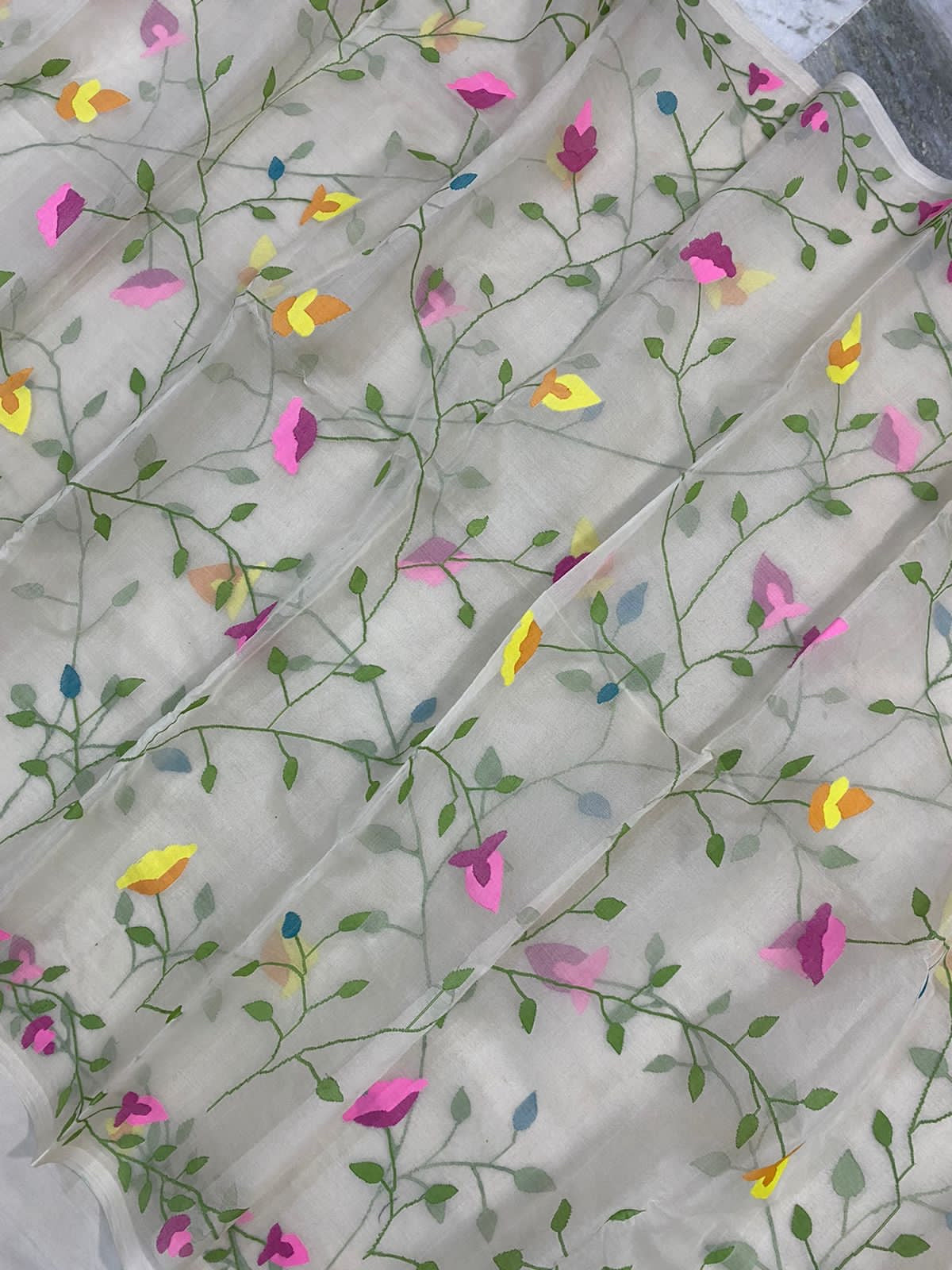 Sameera muslin indian jamdani saree - Saffronfashionindia