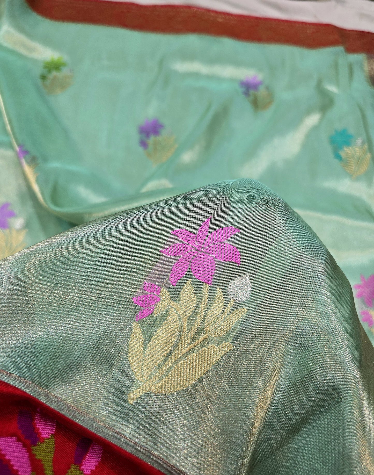 Vintage Banarsi katan silk saree Indian sarees Traditional sari blouse SaffronFashion