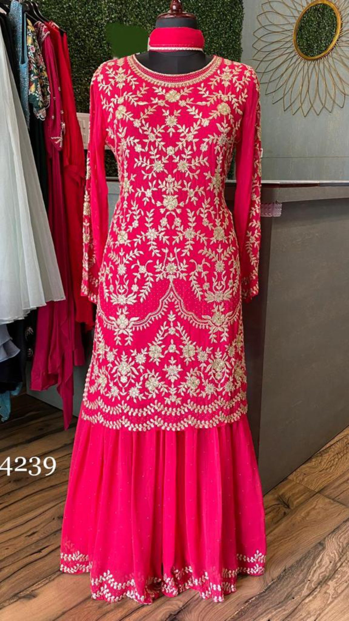 Red hot indowestern dress party dress - Saffronfashionindia