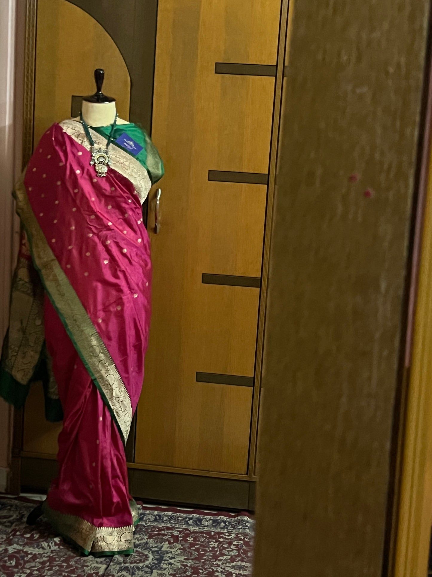 Pink silk Kanchipuram saree traditional sari - Saffronfashionindia