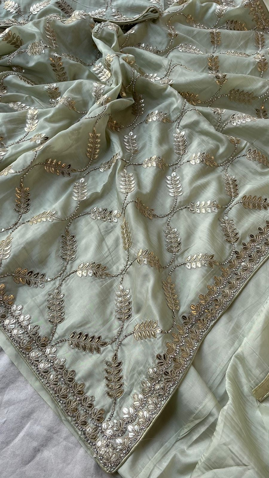 Kora Silk Satin Gottapatti Saree Indian Traditional sarees - Saffronfashionindia