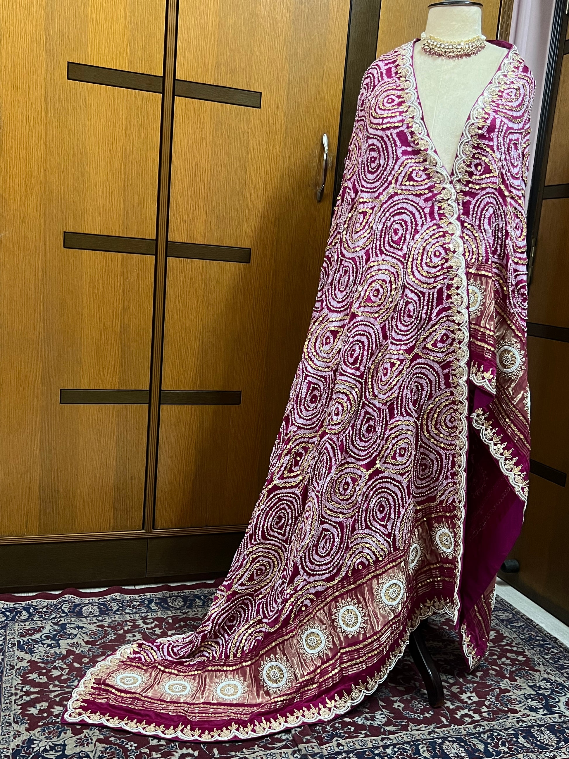 Pink Gajji silk dupatta Embroidery dupatta - Saffronfashionindia