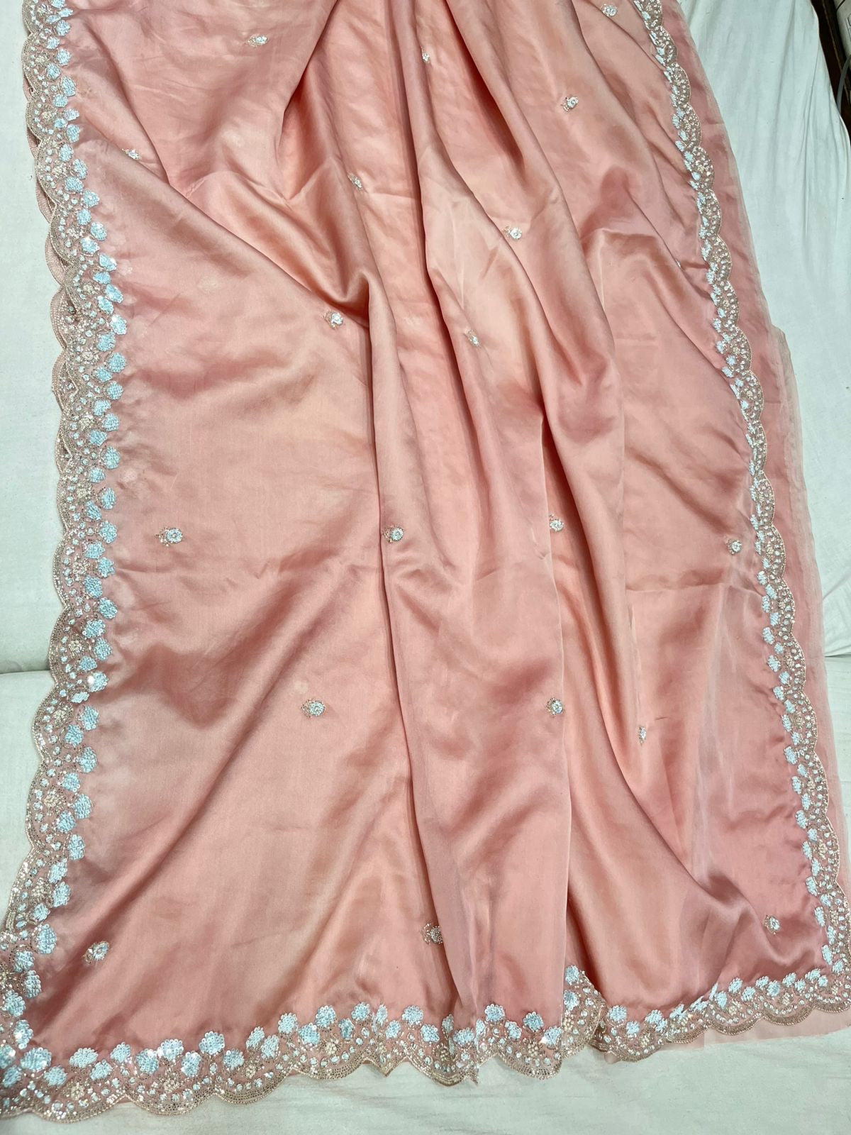 Sequins organza saree Indian saree - Saffronfashionindia