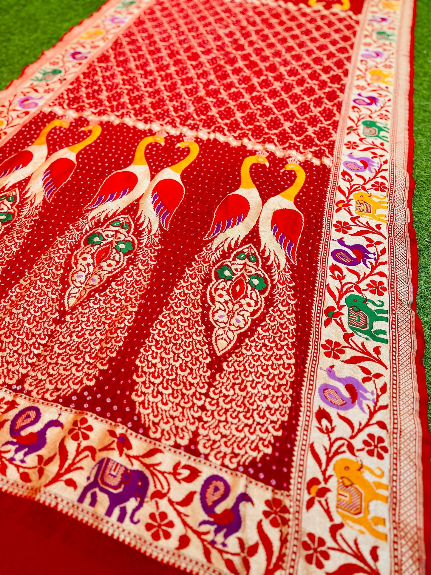 Red Banarsi dupatta Georgette Dupatta - Saffronfashionindia