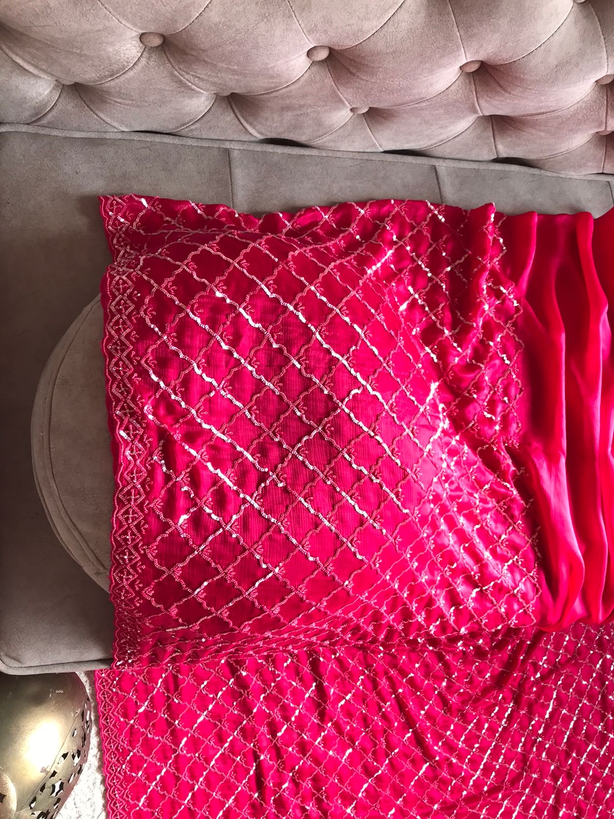 Pink Satin Dilk Saree Luxury Sequins Sari - Saffronfashionindia