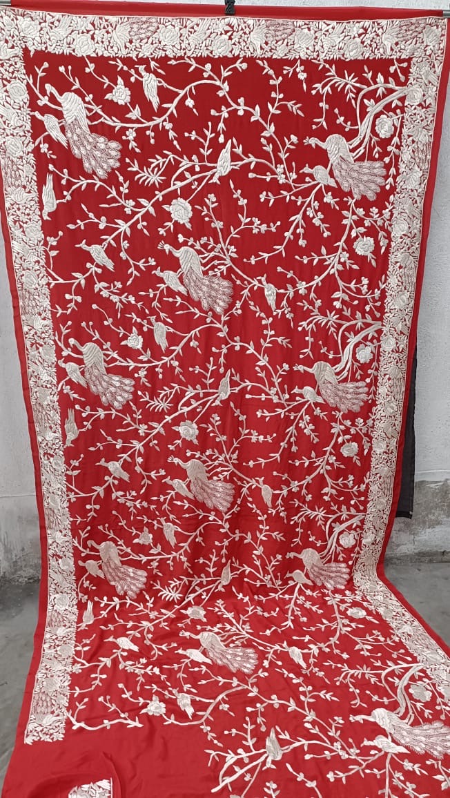 Red Bride Parsi Saree Gara Saree Parsi gara sari - Saffronfashionindia