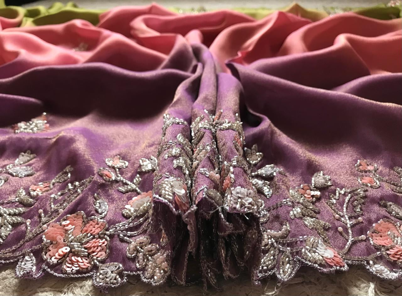 Shaded premium tissue silk saree organza sarees - Saffronfashionindia