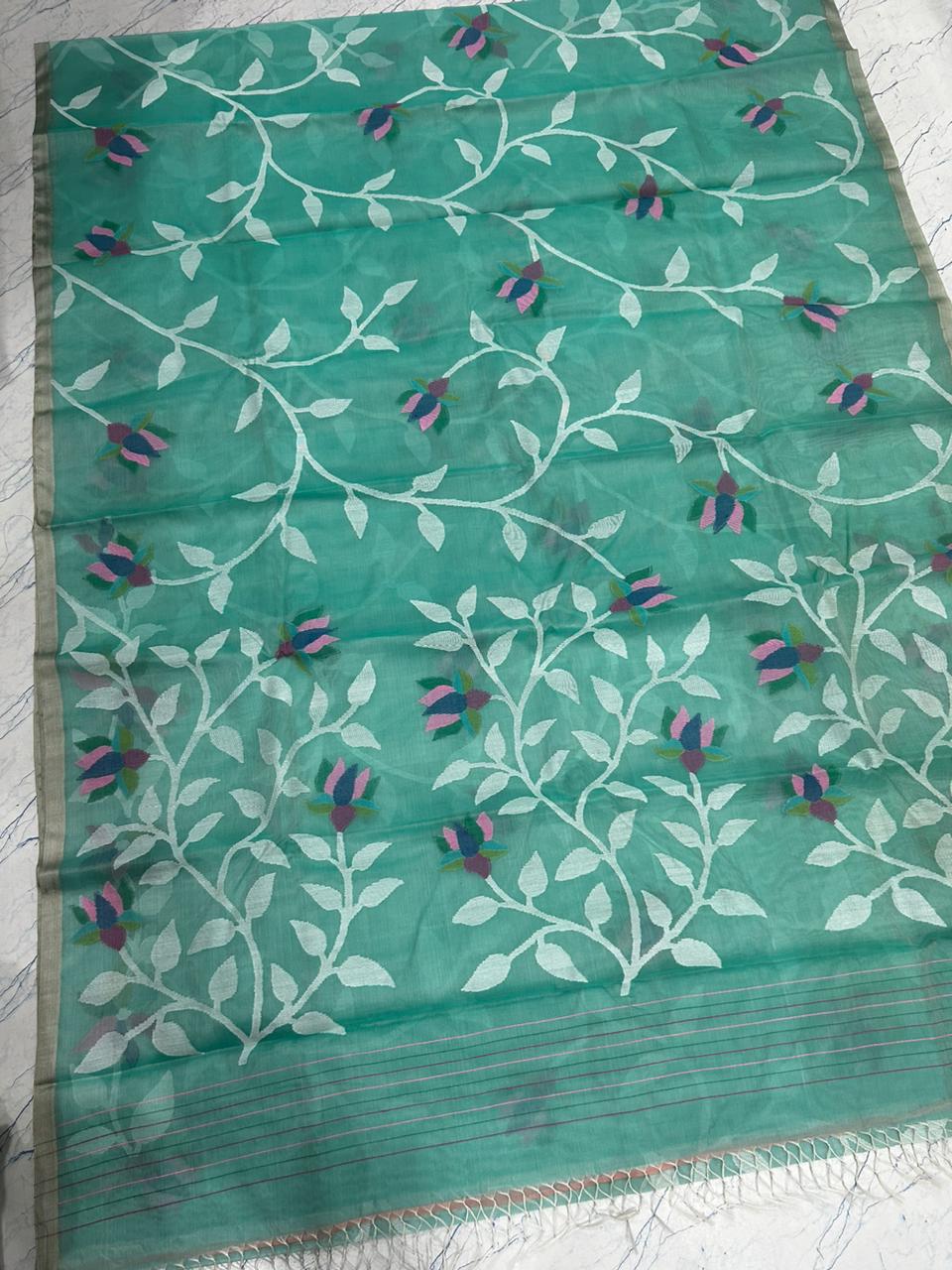 Anisha muslin jamdani Tantuj sarees - Saffronfashionindia