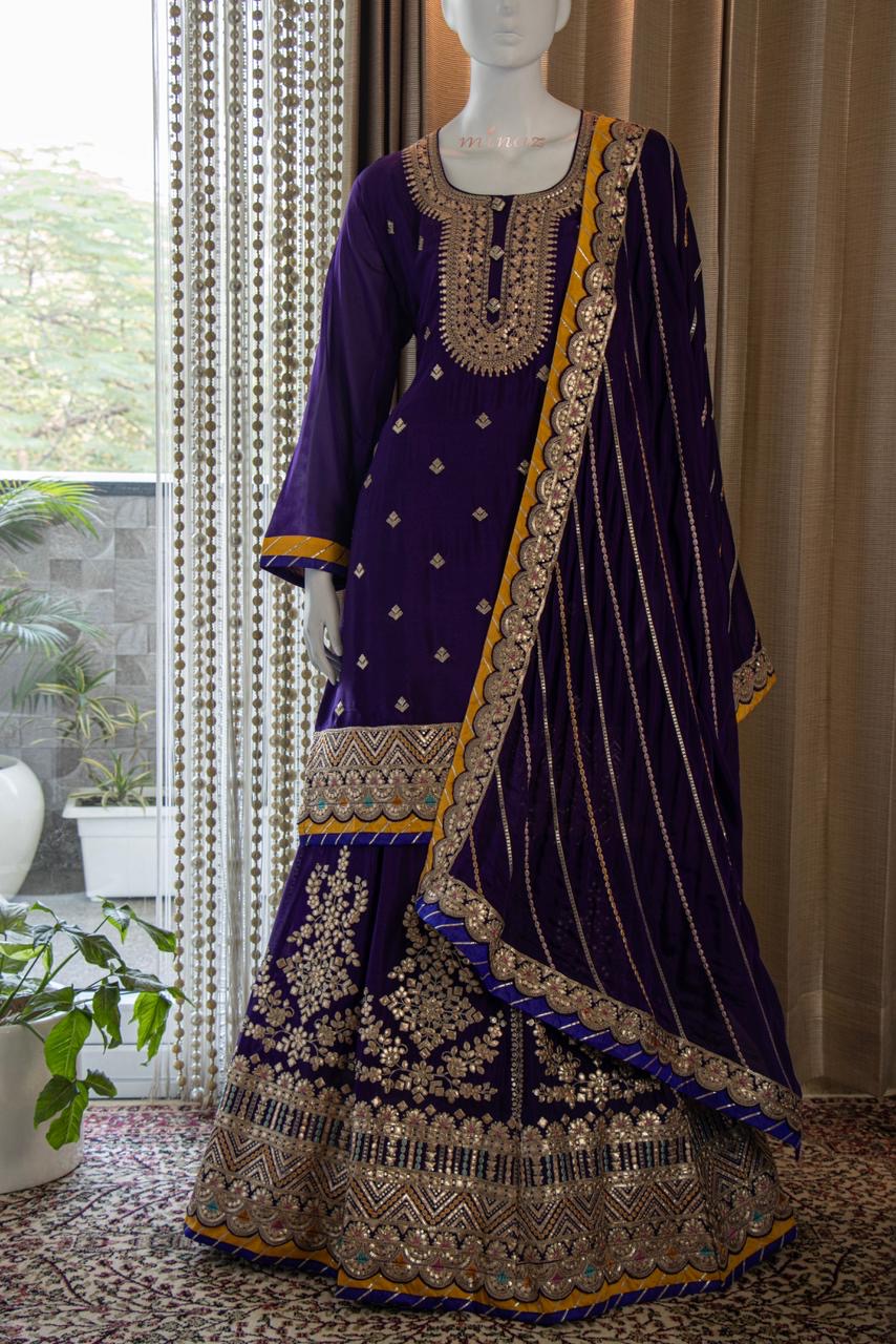 Rebica Embroidered Zari Gharara Set Pakistani Dress - Saffronfashionindia